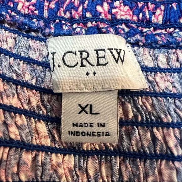 J. Crew Factory Viscose Blue Ditsy Floral Smocked Midi Dress. Size XL. - Picture 3 of 16